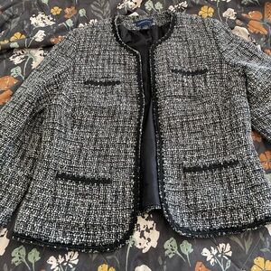 Charter Club Black and White Tweed Blazer